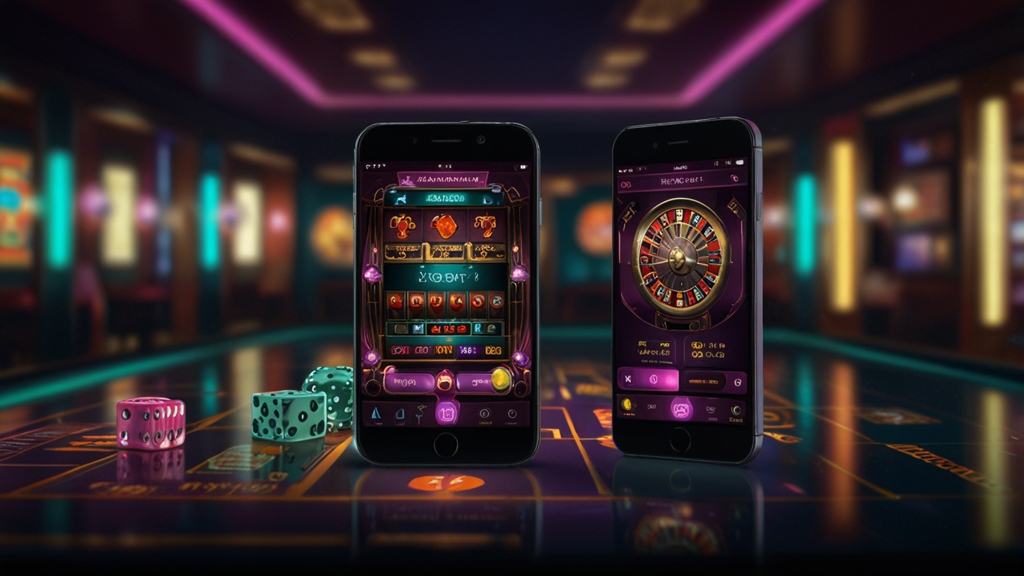 Android- und iPhone-Smartphone mit Würfel-Casino-Oberfläche