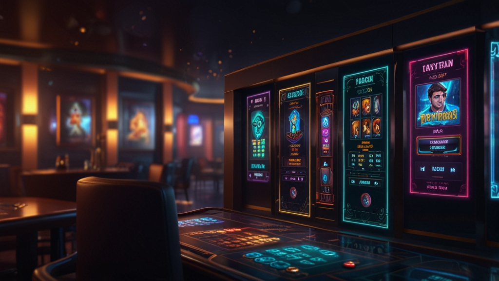 Spieler prüft Konto und Auszahlung im dunklen Casino-Interface