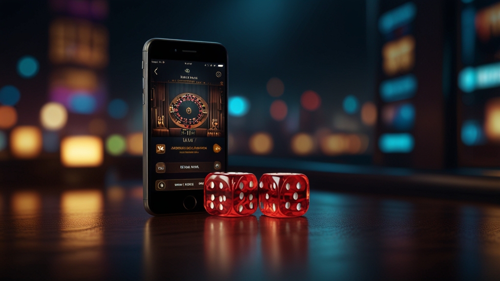 Smartphone im Casino-Setup mit Akku- und WLAN-Symbolen